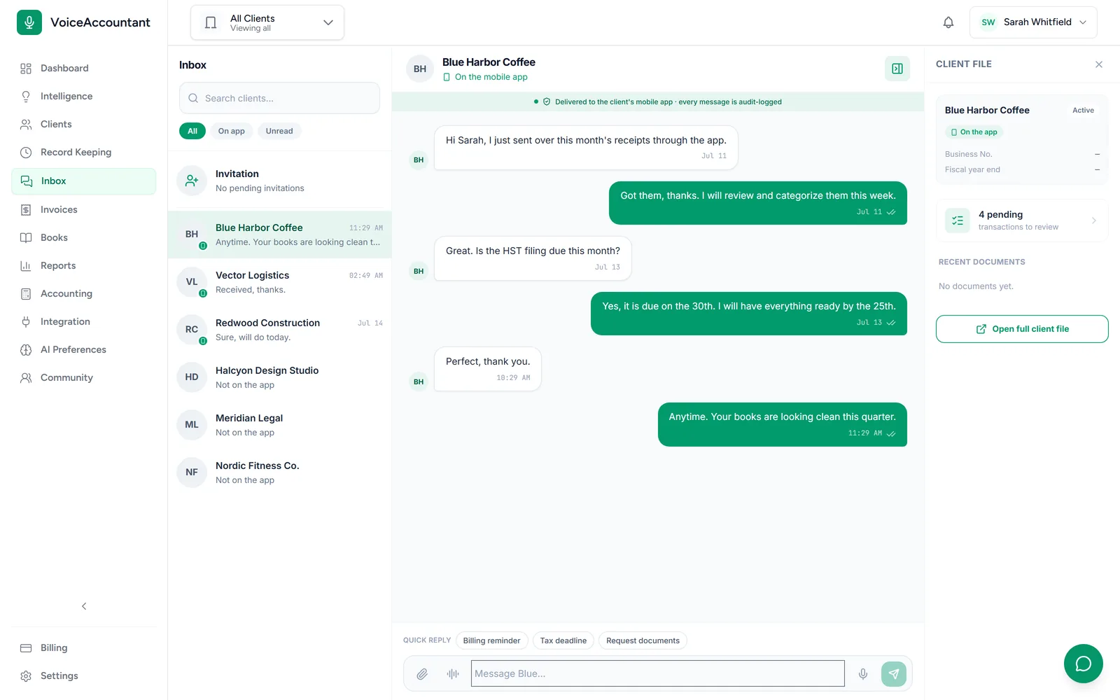 Messaging every client from one studio, with photos, files and voice notes
